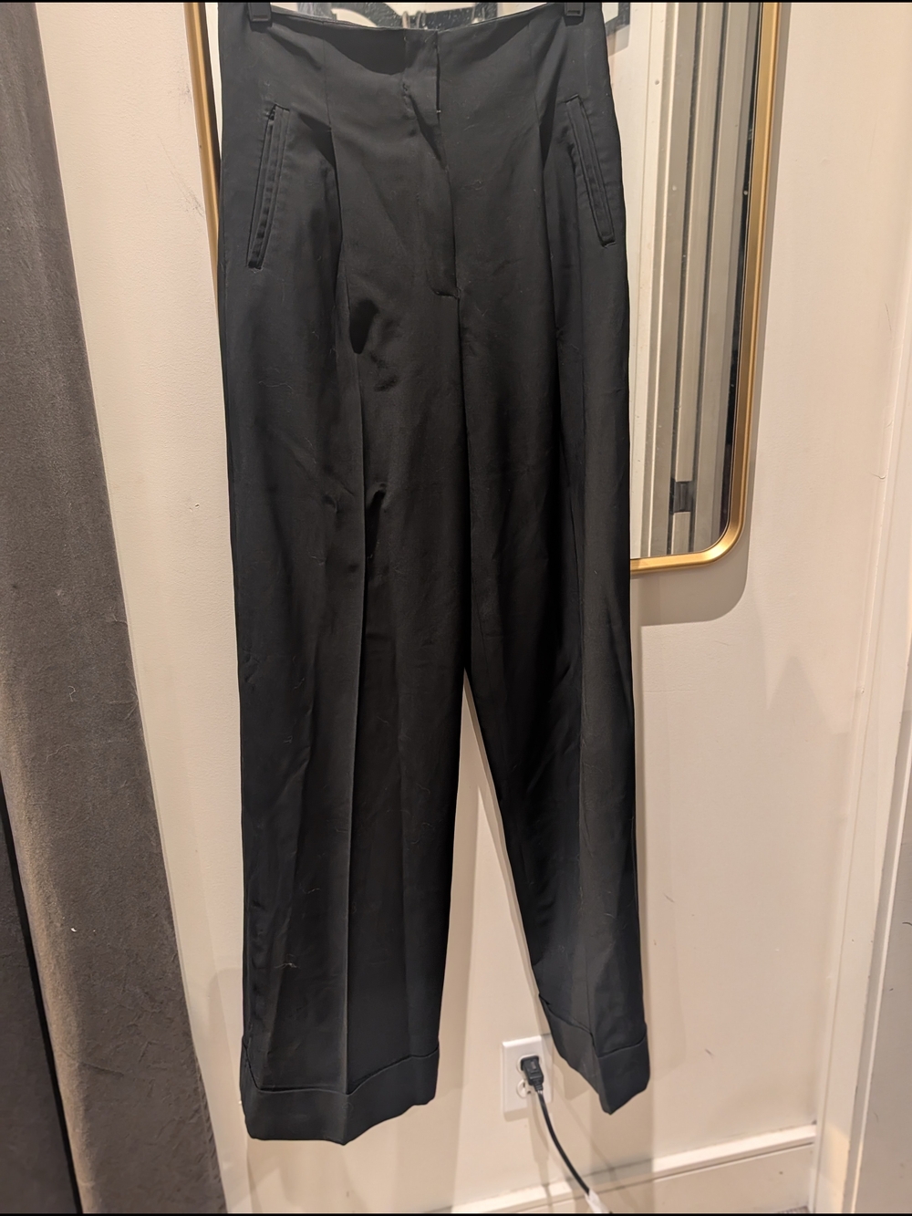 L.A.M.B. Pleated High-Waist Wide-Leg Trousers